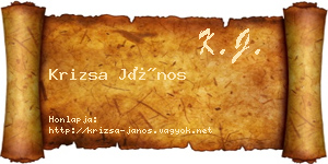 Krizsa János névjegykártya